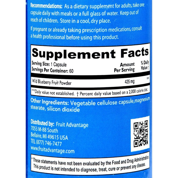 Wild Blueberry Capsules All Natural Brain Support Antioxidant