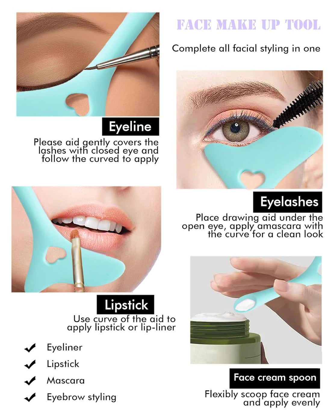 Slanted Ultra Thin Winged Eyeliner Brush Silicone Eye Liner Stencils Makeup.