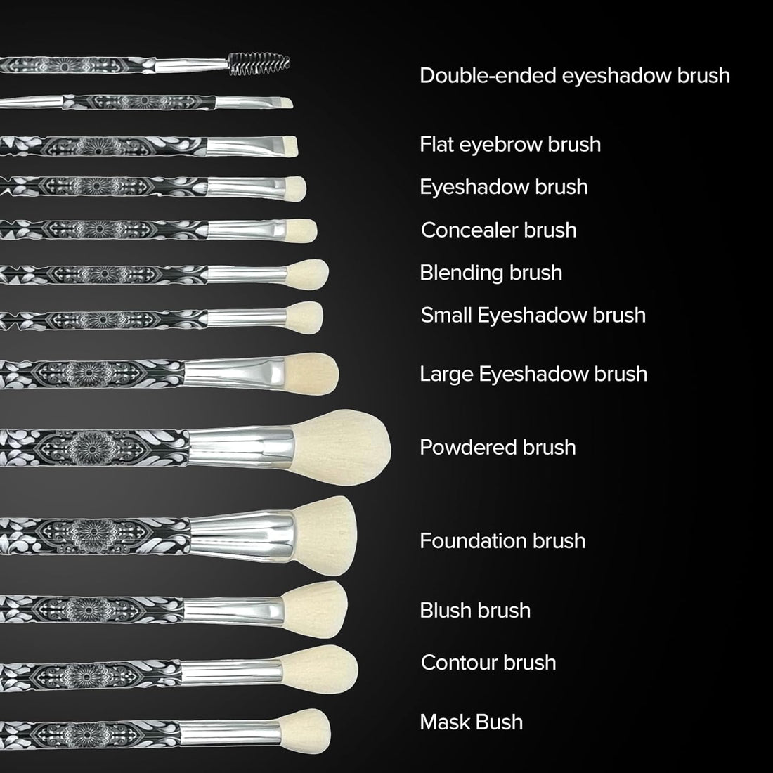 Eshghe-Mani Makeup Brushes by  | 12Pc Full Face Makeup Brush Set.