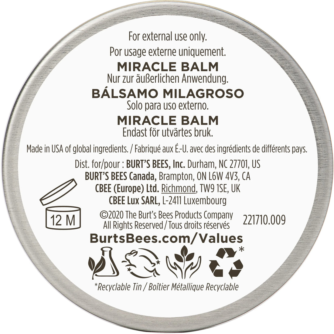 100% Natural Origin Goodness Glows Miracle Balm, Softens Dry Skin 0.6 Ounce Tin