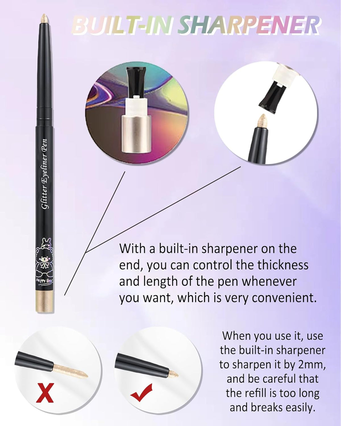 Colored Glitter Eyeliner Pencil, Chameleon Matte Metallic Eyeliner Pen Eyeshadow.