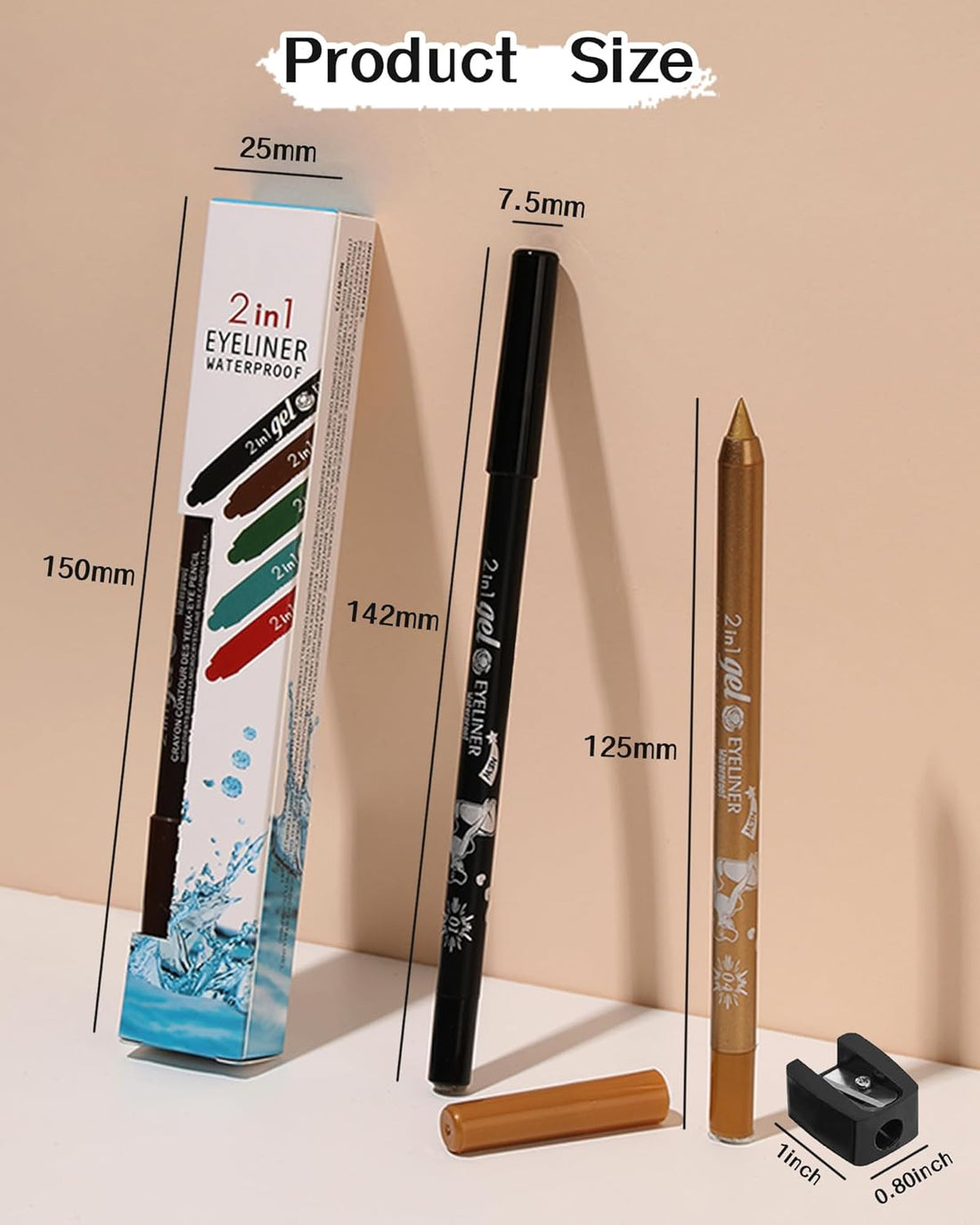 White Green Red Gel Eyeliner Pencil-3Pcs Multi-Use Colored Gel Eye Liner Eyeshadow Pen.