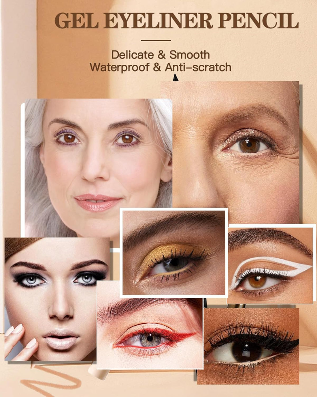 White Green Red Gel Eyeliner Pencil-3Pcs Multi-Use Colored Gel Eye Liner Eyeshadow Pen.