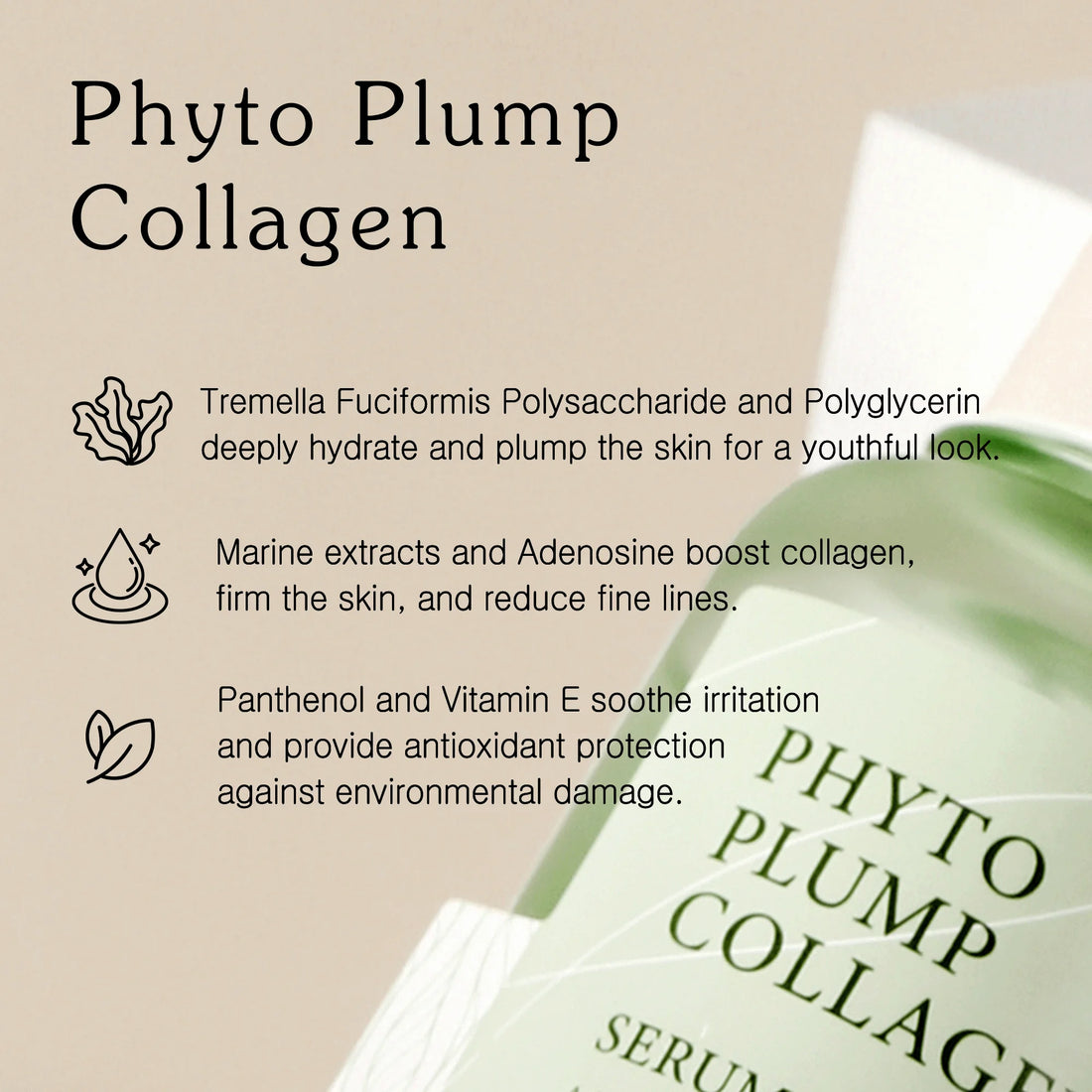 Phyto Plump Collagen Serum 1.01 Fl.Oz. - Hydrating, Anti-Aging, Soothing & Firming