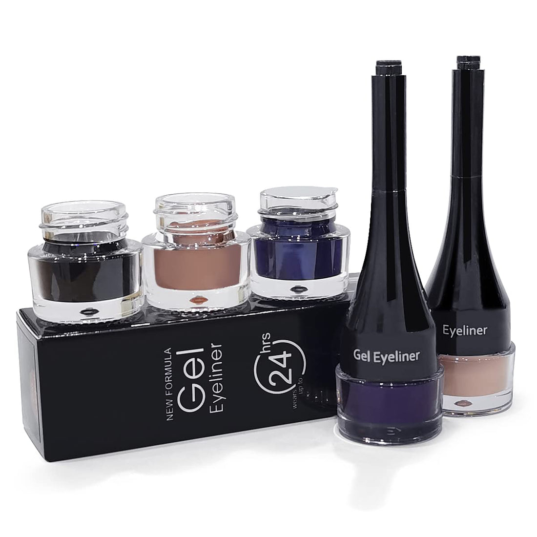 2-In-1 Gel Eyeliner Set, Tattoo Eyeliner Waterproof Smudge Proof Gel Cream Eye.