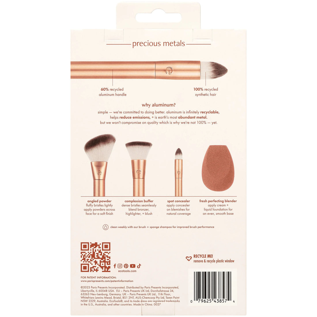 Precious Metals Face Blend + Sculpt Kit, Face Makeup Brushes, 4 Piece Set
