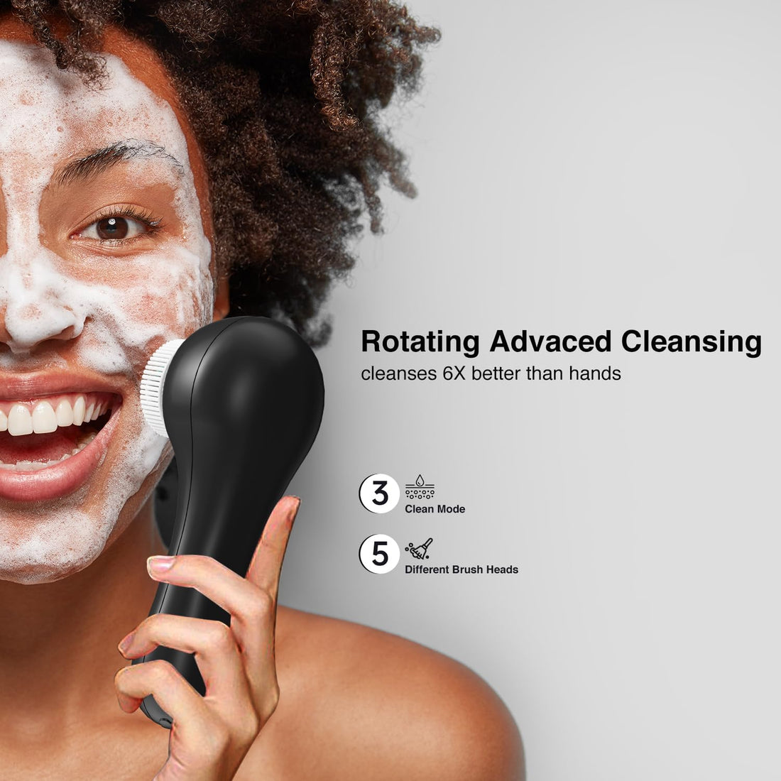 Face Scrubber Exfoliator,Facial Cleansing Brushes Rechargeable IPX7 Waterproof with 5 Brush Heads.