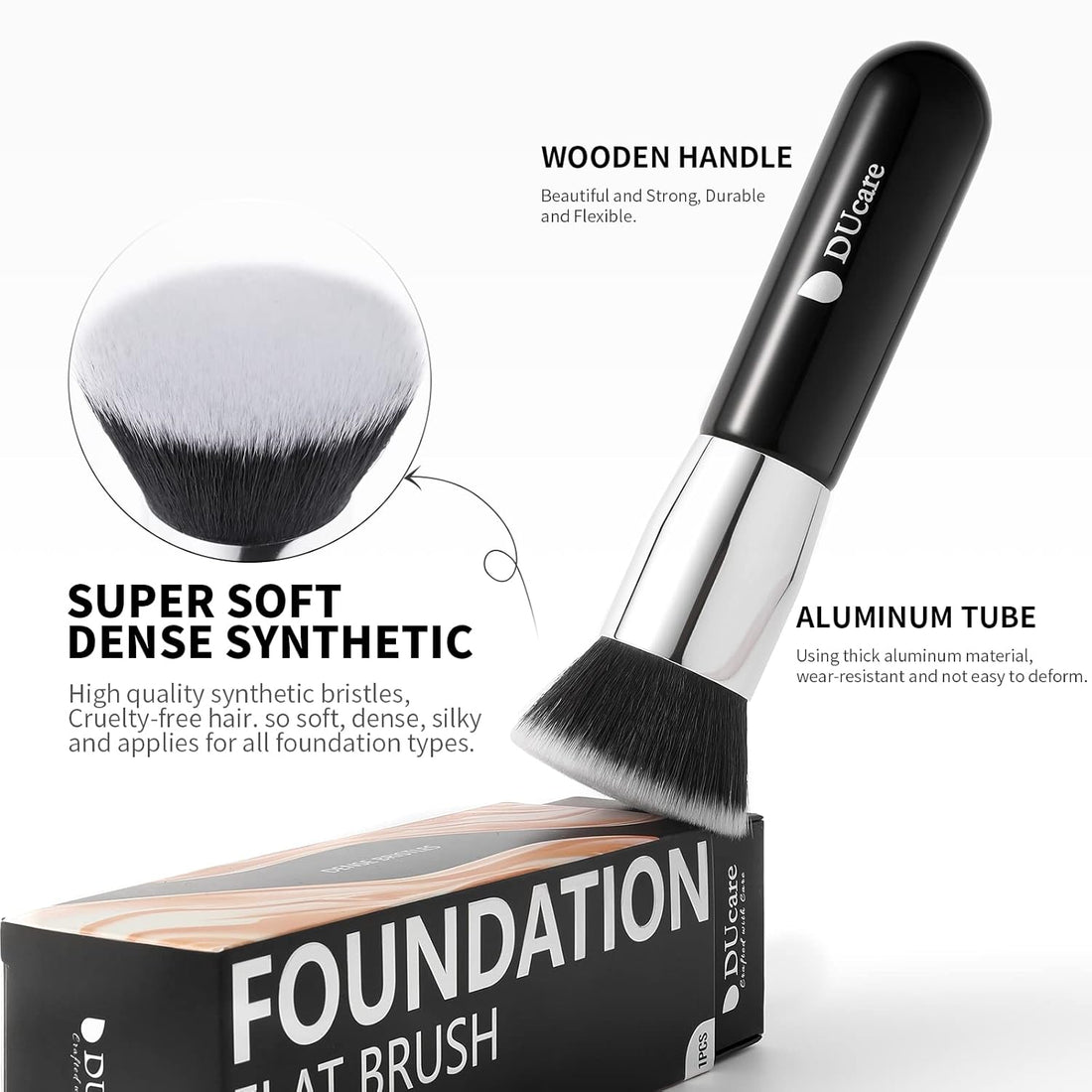 Foundation Brush for Liquid Makeup, Flat Top Kabuki Synthetic Professional Makeup Brushes Liquid.