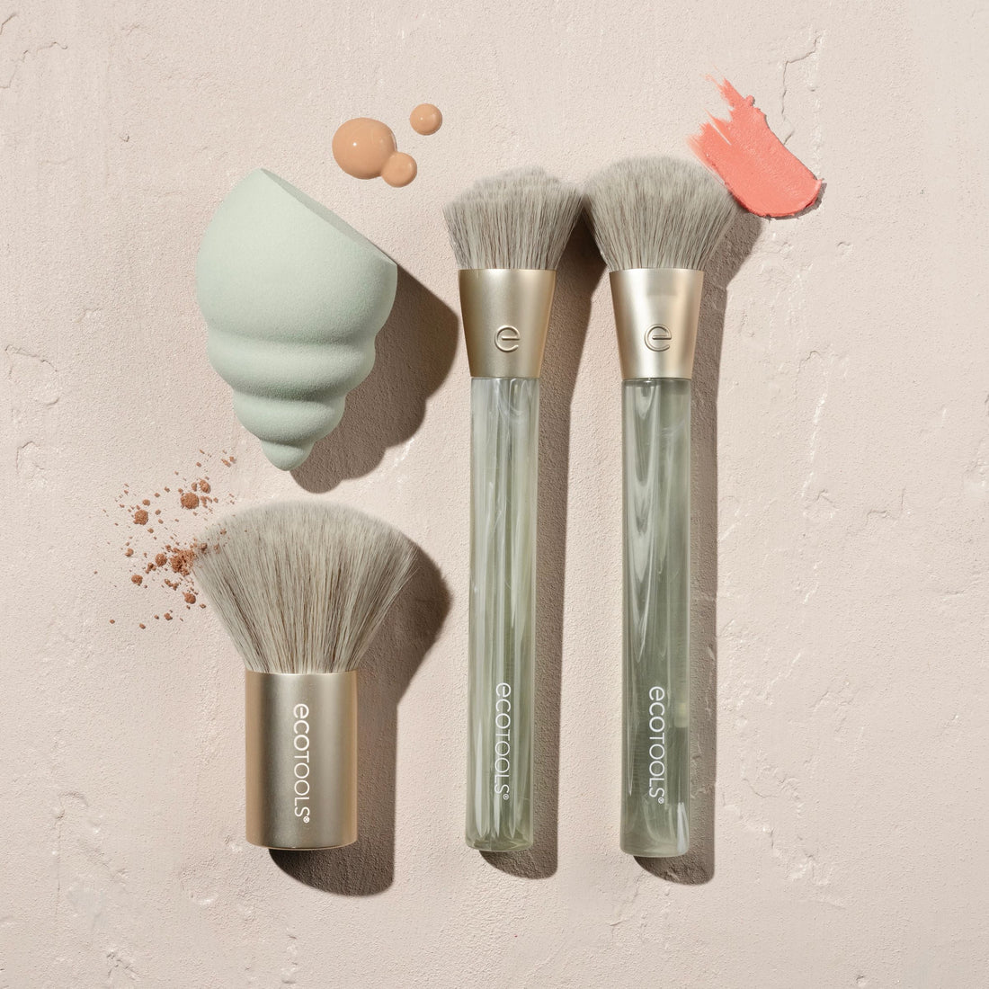 Sea Gems Face Makeup Brush & Makeup Sponge 4 Piece Set