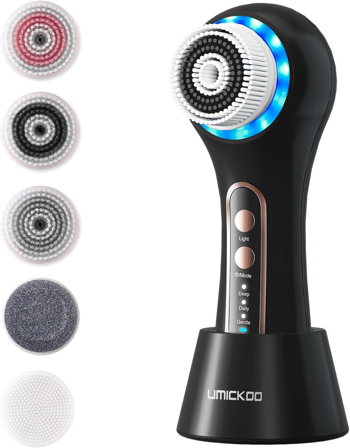 Face Scrubber Exfoliator,Facial Cleansing Brushes Rechargeable IPX7 Waterproof with 5 Brush Heads.