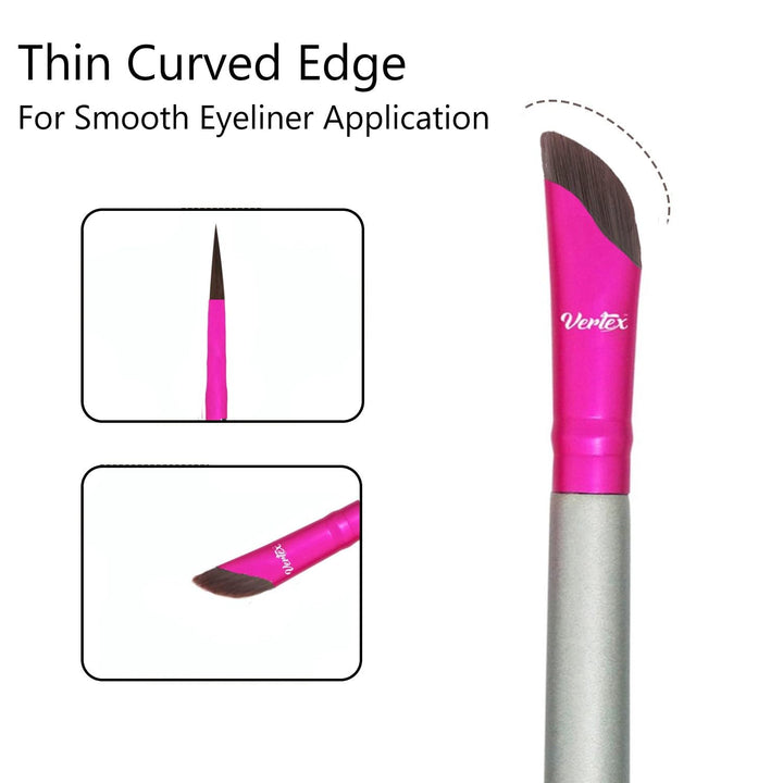 Eyeliner Brush Fine Angled Set - for Liquid Gel Liner Applicator Bent Stencils.