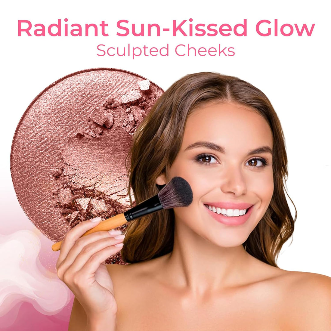 16Pc STARTER KIT with 10 BRUSHES SET (WARM) Mineral Makeup Bare Face Loose Powder Includes Matte Foundation.