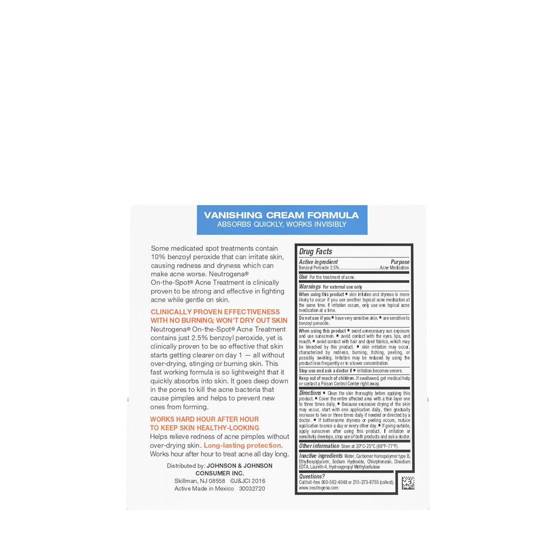 On-The-Spot Acne Spot Treatment Cream with 2.5% Benzoyl Peroxide