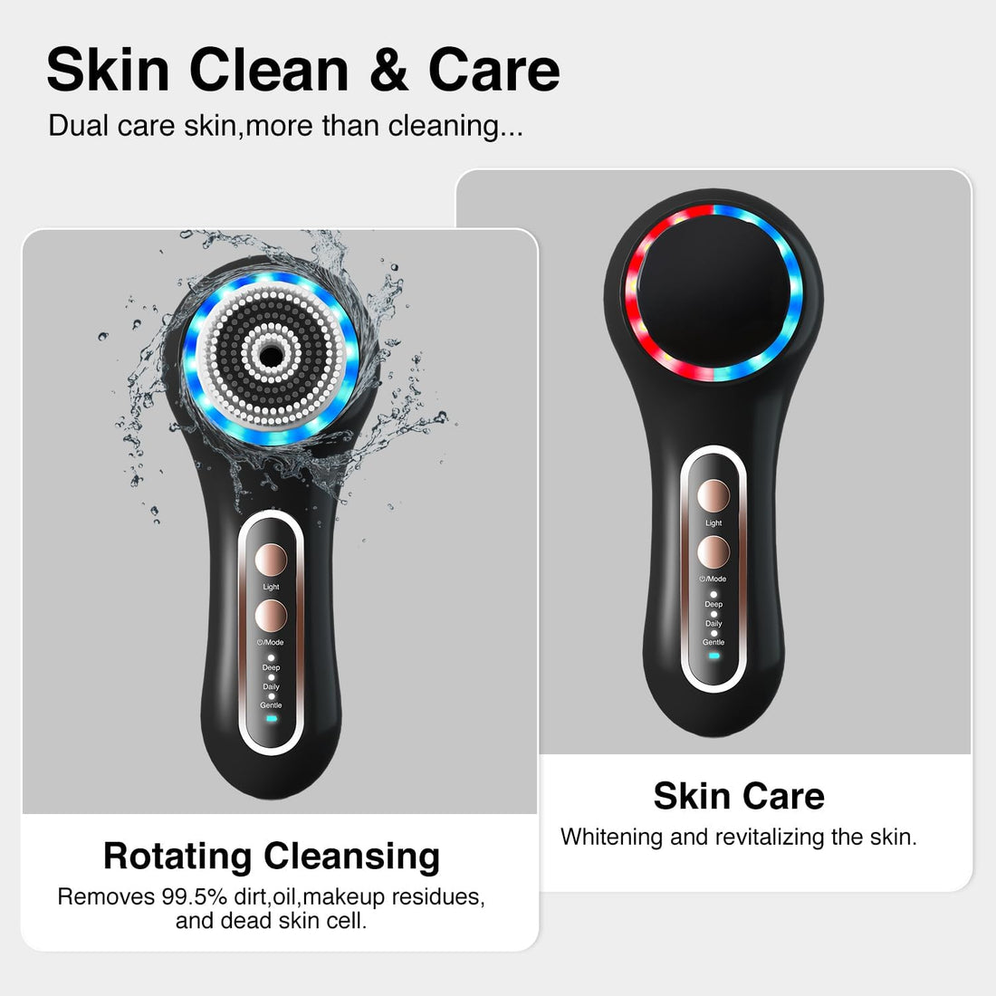 Face Scrubber Exfoliator,Facial Cleansing Brushes Rechargeable IPX7 Waterproof with 5 Brush Heads.
