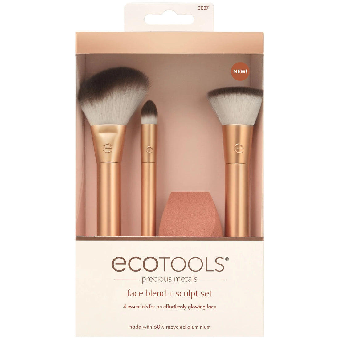 Precious Metals Face Blend + Sculpt Kit, Face Makeup Brushes, 4 Piece Set