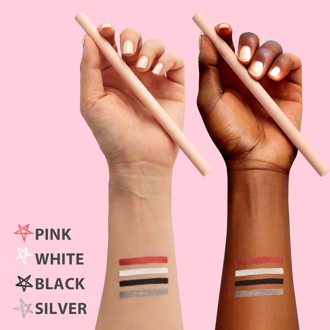 Gel Eyeliner Mechanical Pencil White and Pink Dual Ended Two Color.