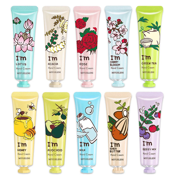 10 Pcs Set Natural Plant Fragrance Moisturizing Hand Cream for Dry Hands