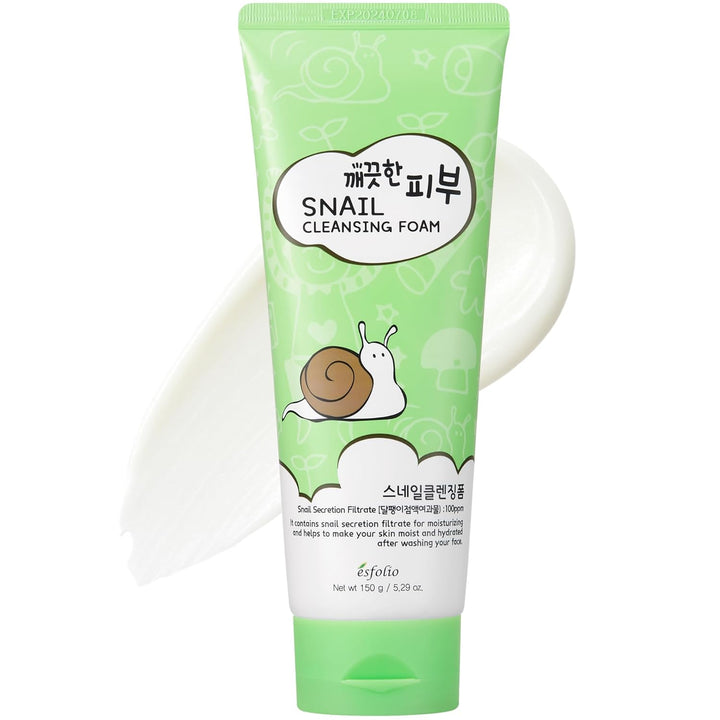 Snail Cleansing Foam – Nourishing Face Wash for Hydrated & Smooth Skin – Korean Skincare with Snail Extract for Deep Pore Cleansing & Anti-Aging – Gentle Foaming Facial Cleanser (5.29Oz-150G)