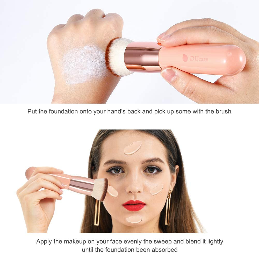 Foundation Brush for Liquid Makeup, Flat Top Kabuki Synthetic Professional Makeup Brushes Liquid.