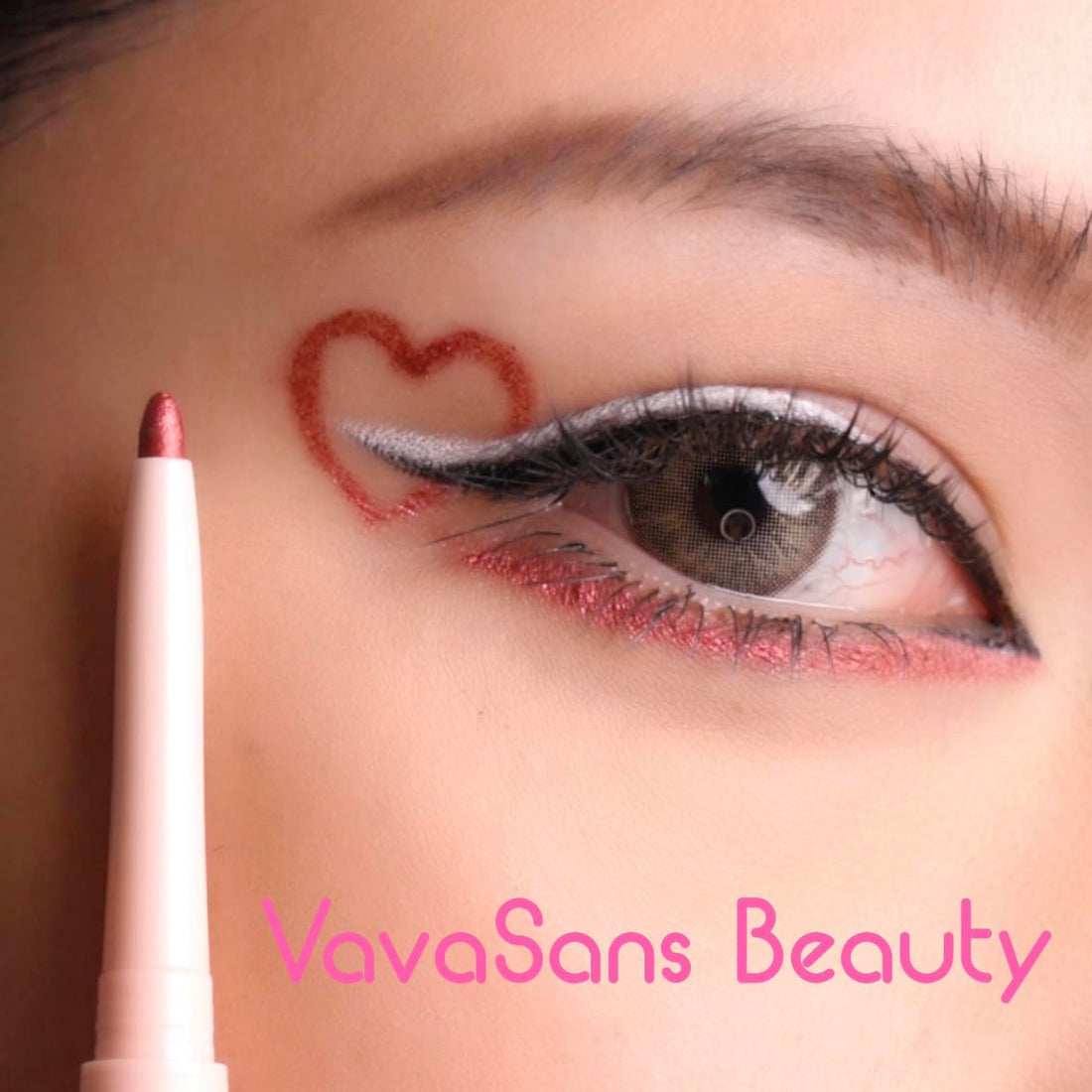Gel Eyeliner Mechanical Pencil White and Pink Dual Ended Two Color.