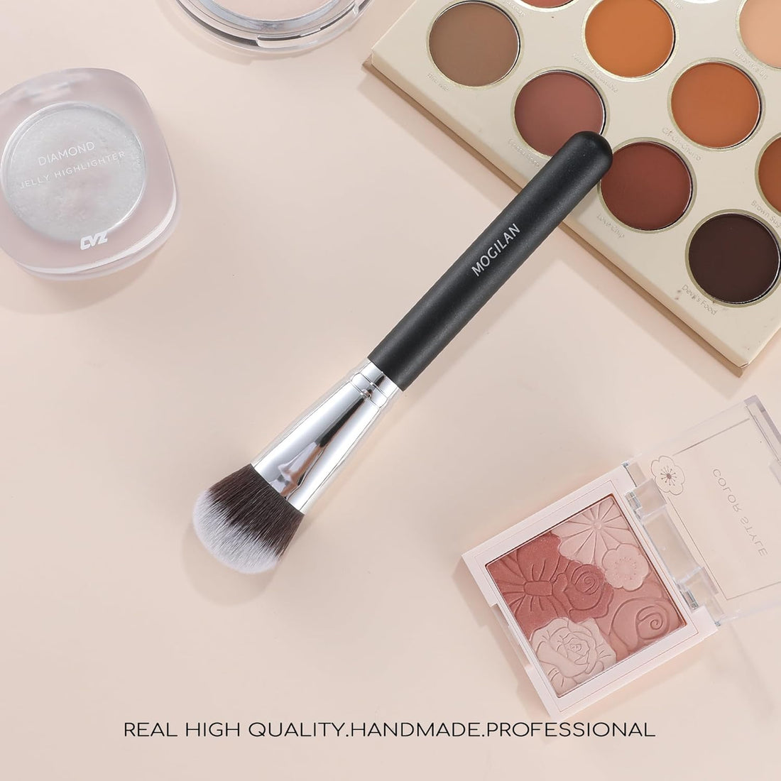 Foundation Brush for Liquid Makeup – Dense Flat Top Kabuki Brush for Cream, Powder.