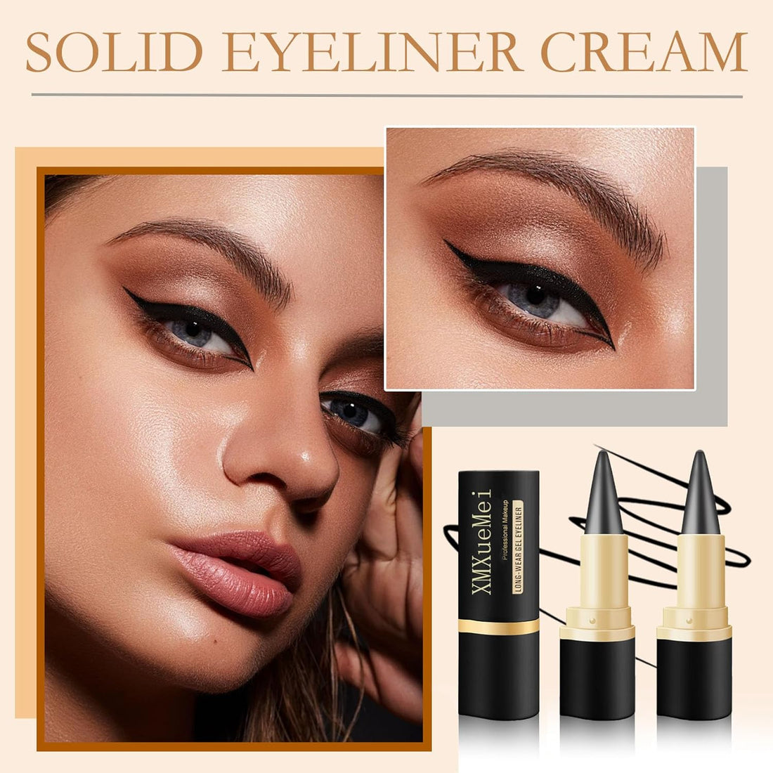 2PCS Gel Eyeliner Pencil, Natural Black Eyeliner Cream for Waterline.