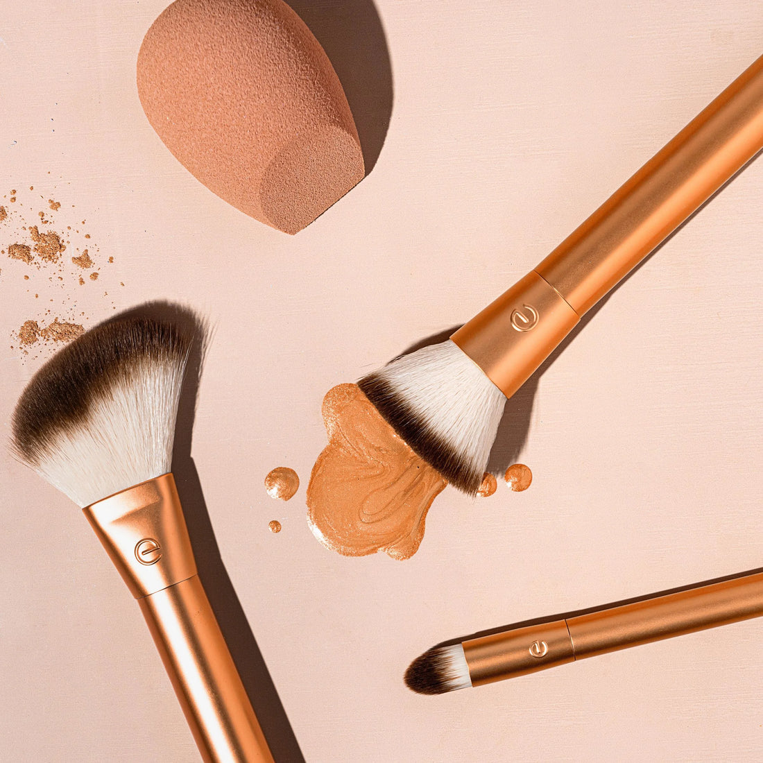 Precious Metals Face Blend + Sculpt Kit, Face Makeup Brushes, 4 Piece Set