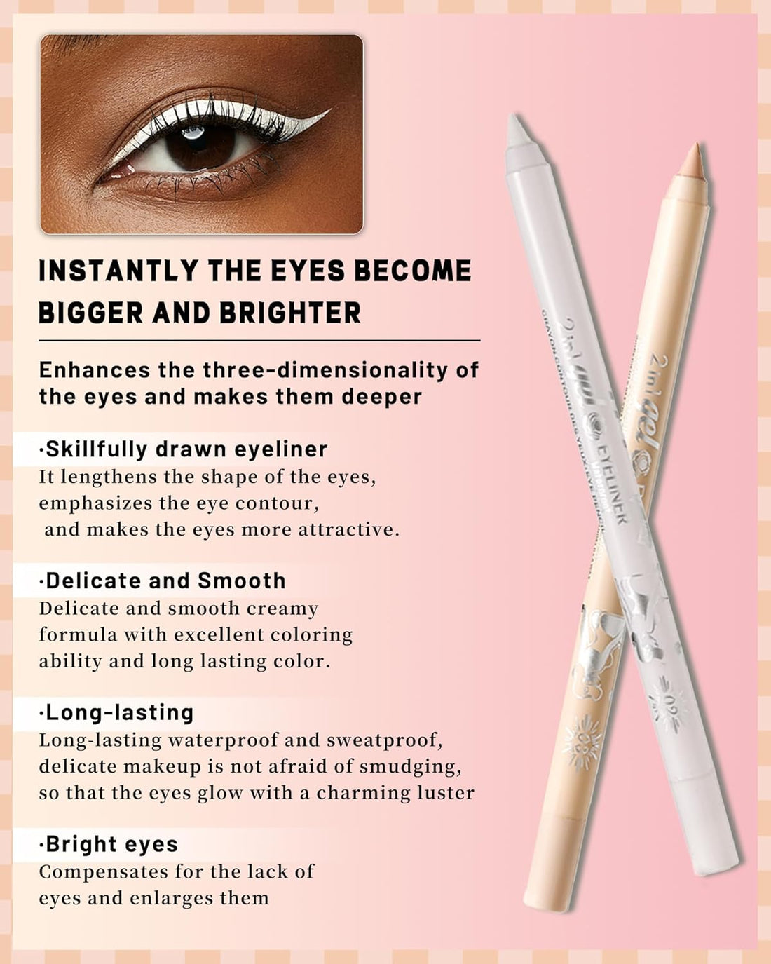 White Green Red Gel Eyeliner Pencil-3Pcs Multi-Use Colored Gel Eye Liner Eyeshadow Pen.