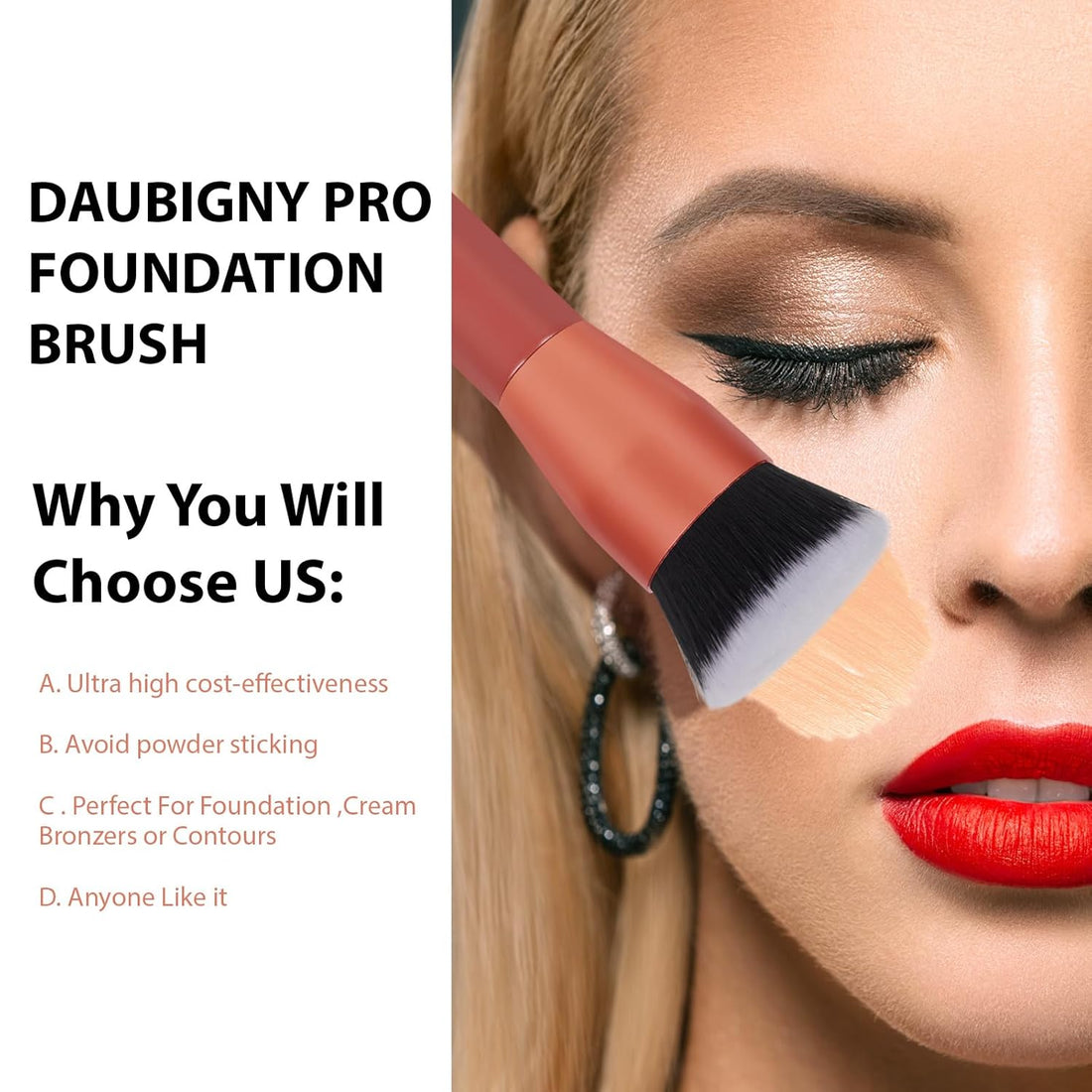 1.5" Top Diameter Foundation Brush - Premium Makeup Brush, Perfect for Foundation.