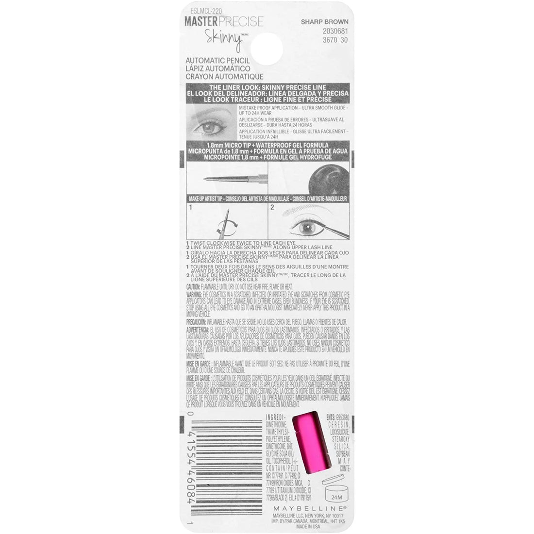 Master Precise Skinny Gel Eyeliner Pencil, Sharp Brown