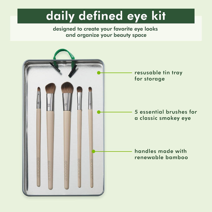 Daily Defined Eye Brush Kit, Makeup Brushes for Liquid, Powder, & Cream Eyeshadow.