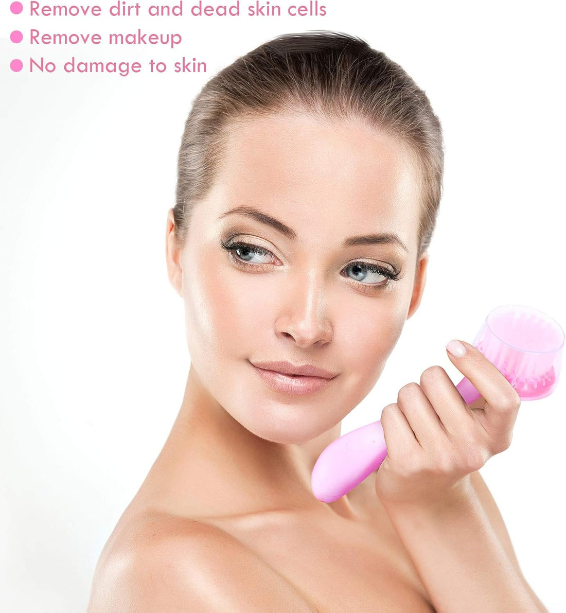 3 Pieces Facial Cleansing Brush Acrylic Handle Face Scrubbers Soft Bristle Exfoliator Cleaner Brush Scrub Exfoliating Facial Scrubber for Face Care Makeup Skincare Removal(Pink, Purple, Blue)