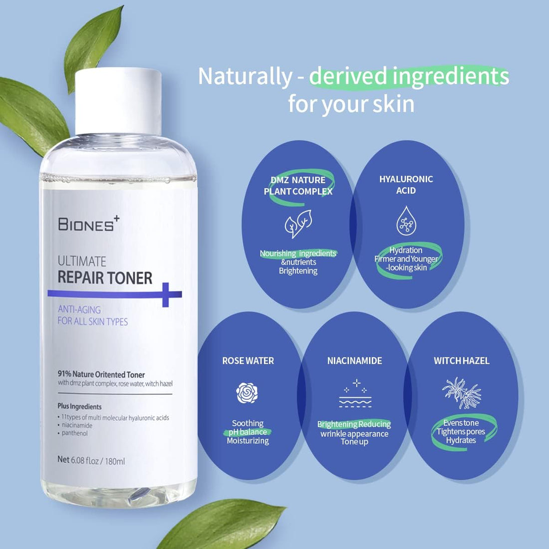 Ultimate Repair Toner for Face - Face Moisturizer Made from Tea Tree Leaf Water for Sensitive Skin 
