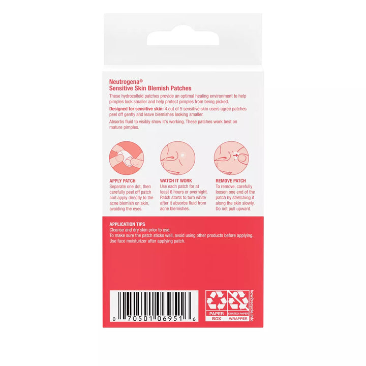Neutrogena Hydrocolloid Acne Patches for Sensitive Skin - Assorted Sizes - 30Ct