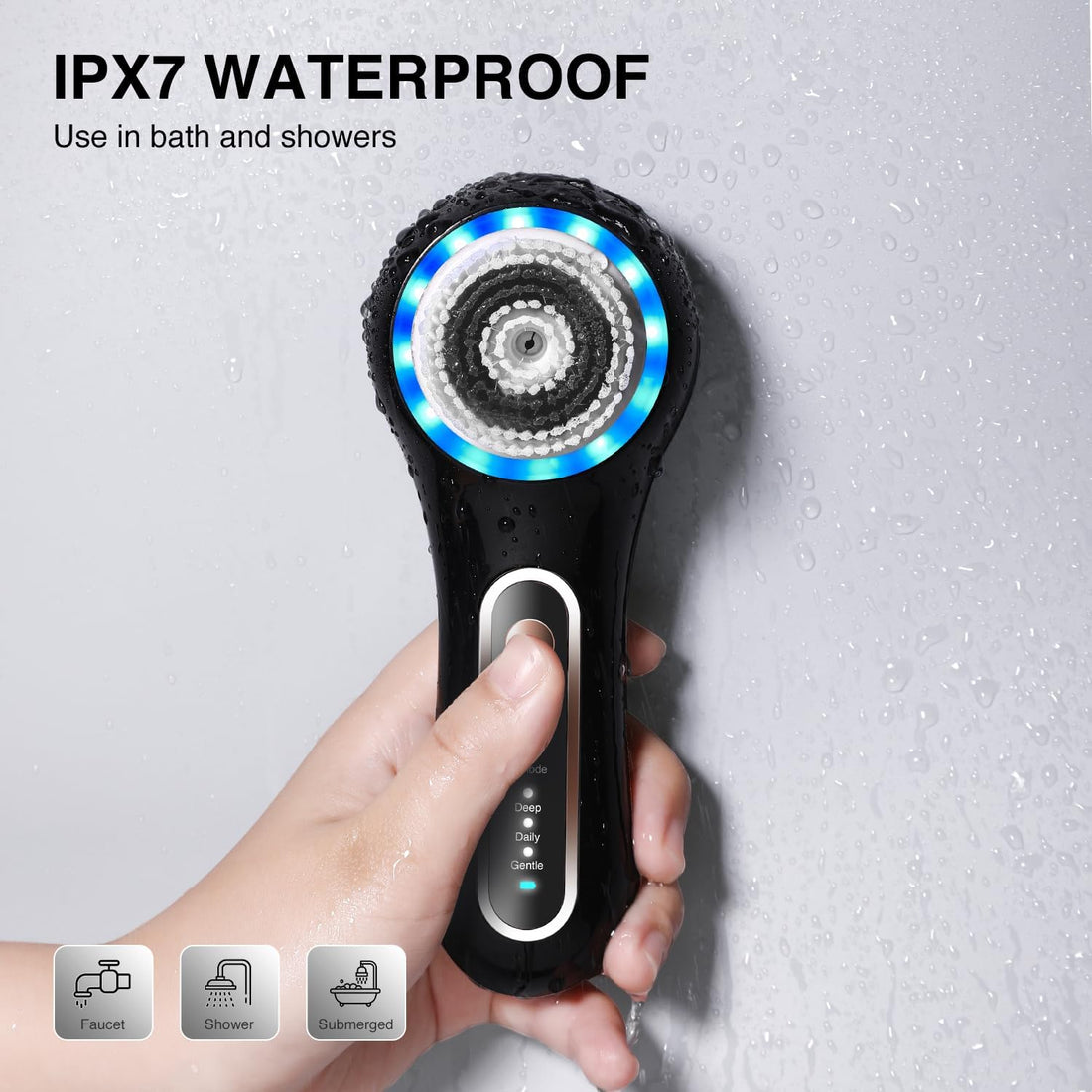 Face Scrubber Exfoliator,Facial Cleansing Brushes Rechargeable IPX7 Waterproof with 5 Brush Heads.