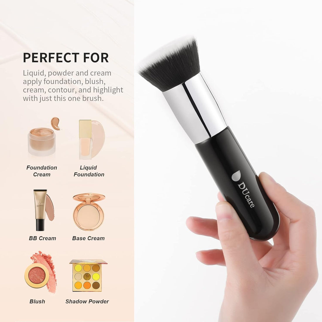 Foundation Brush for Liquid Makeup, Flat Top Kabuki Synthetic Professional Makeup Brushes Liquid.