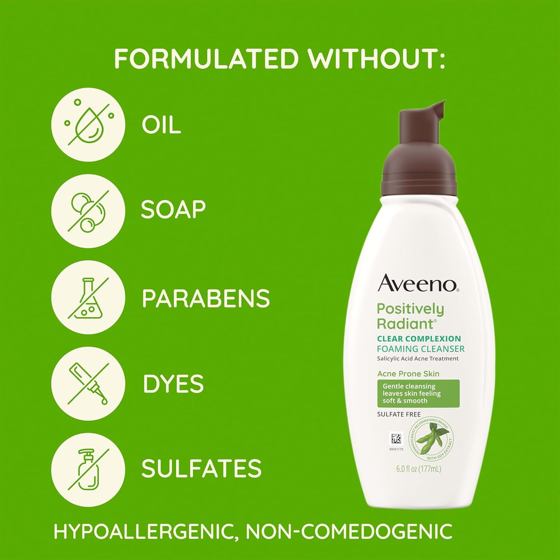 Clear Complexion Foaming Oil-Free Facial Cleanser with Soy Extract & 0.5% Salicylic Acid