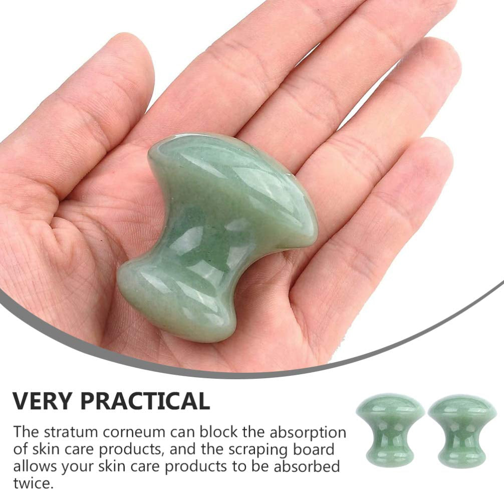 Ice Roller 2Pcs Facial Tools, Green Jade Quartz Massage Rollers Stones Scraping Massage Tool for Women Home Spa