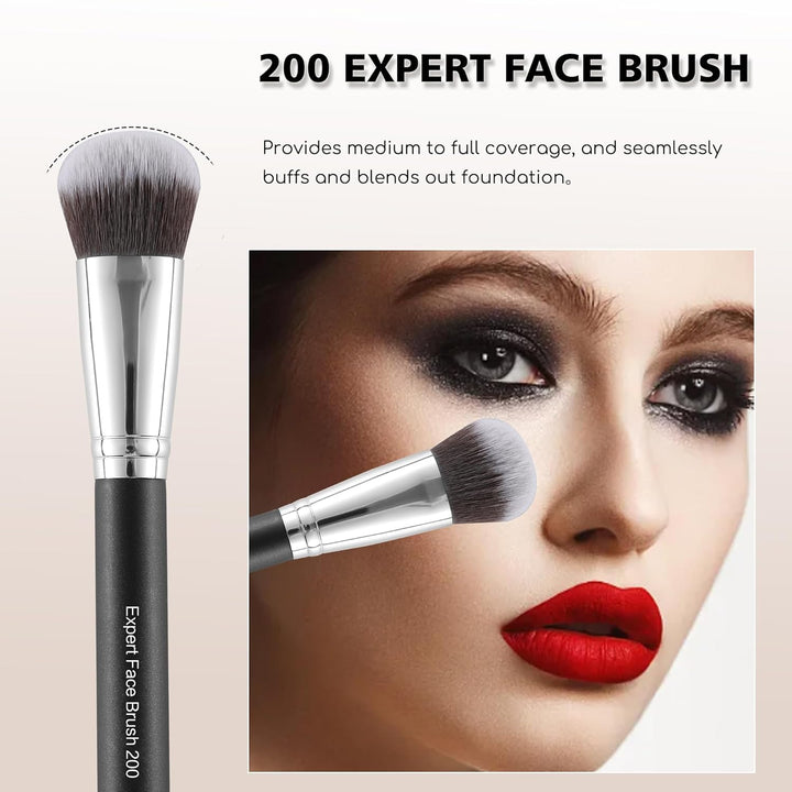Foundation Brush for Liquid Makeup – Dense Flat Top Kabuki Brush for Cream, Powder.