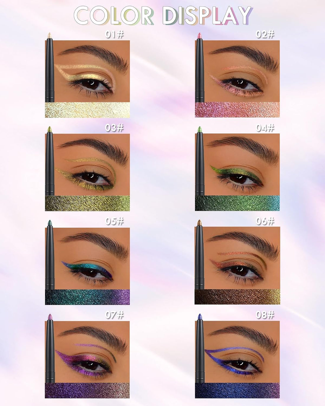 Colored Glitter Eyeliner Pencil, Chameleon Matte Metallic Eyeliner Pen Eyeshadow.