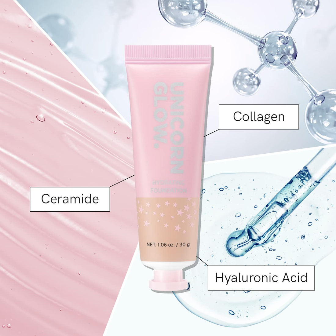 HYDRATING FOUNDATION #06 MEDIUM Collagen Serum + Hyaluronic Acid + Ceramide Anti-Aging