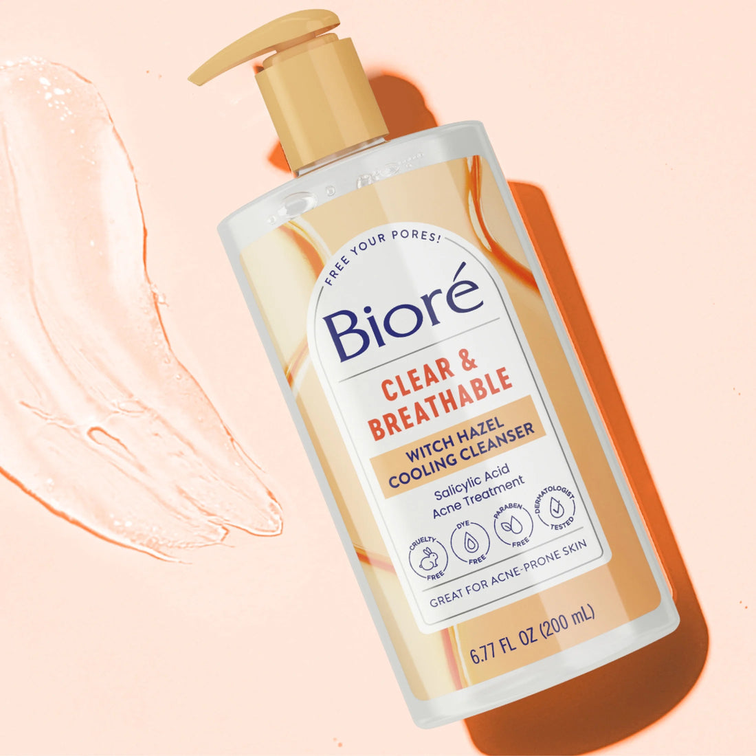 Biore Witch Hazel Face Wash Cleanser, Acne Prone Skin Care, 6.77 Fl Oz