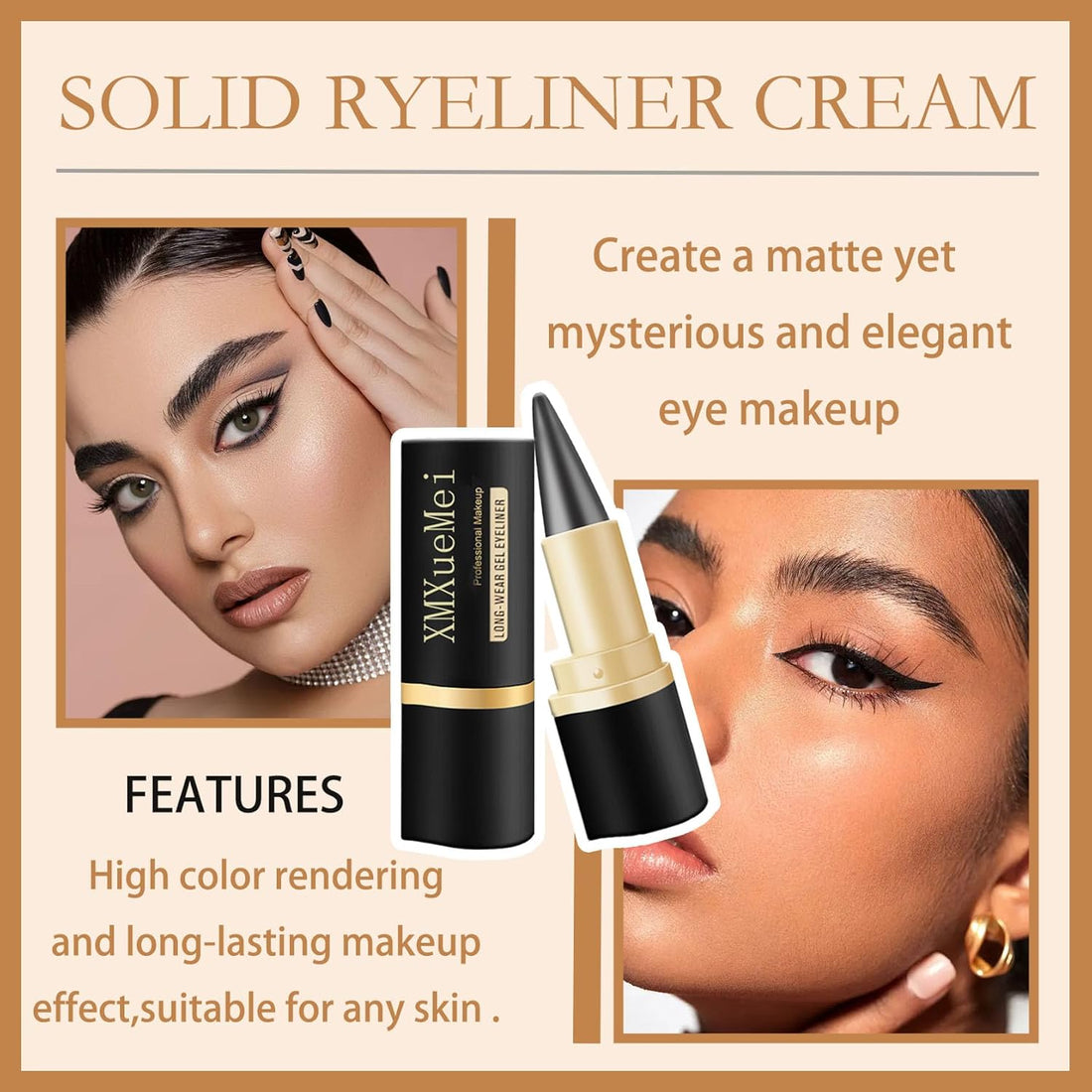 2PCS Gel Eyeliner Pencil, Natural Black Eyeliner Cream for Waterline.