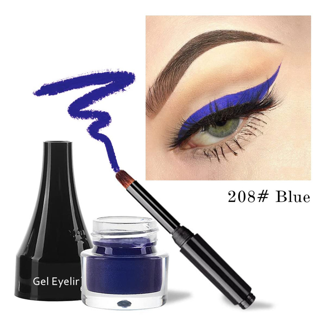 2-In-1 Gel Eyeliner Set, Tattoo Eyeliner Waterproof Smudge Proof Gel Cream Eye.