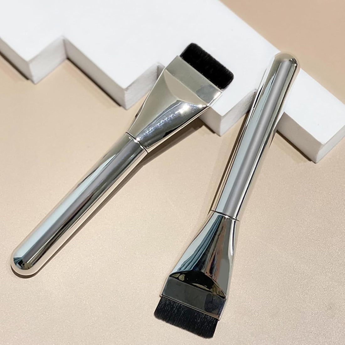 2PCS Flat Foundation Brush,Super Thin Blade Foundation Makeup Brush,Precision Flat Foundation Brush.